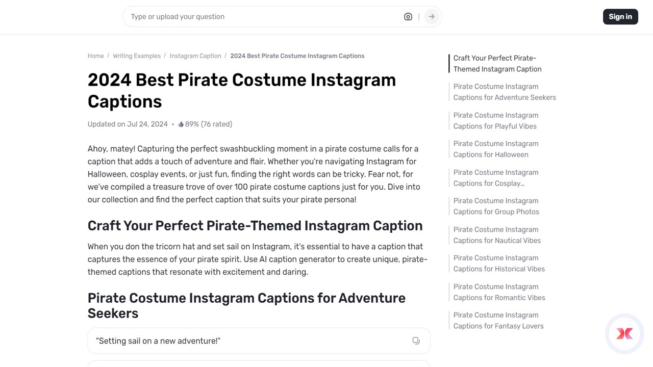 Halloween Costume Caption Ideas: Let Gauth Be Your First Mate